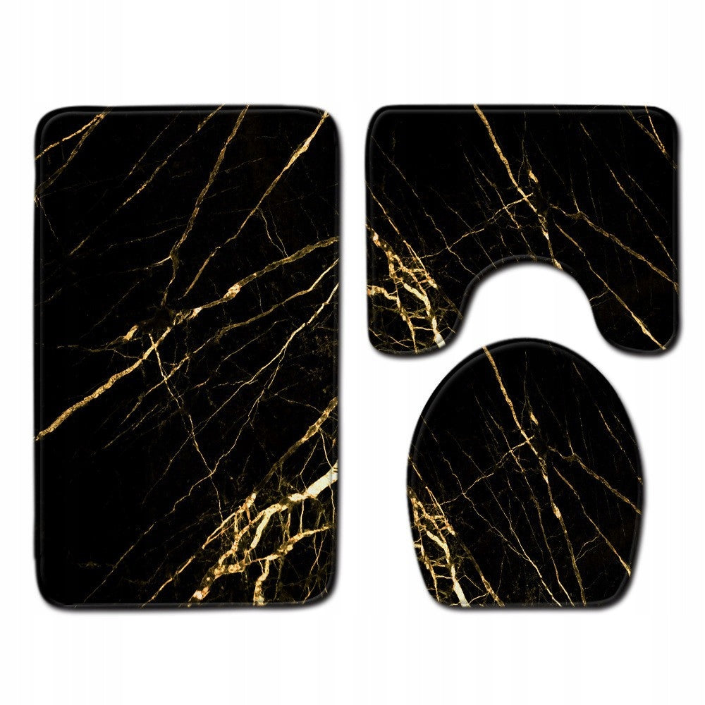 3 PCS SET SOFT BATHROOM RUG NON-SLIP MAT BLACK Product width 45 cm