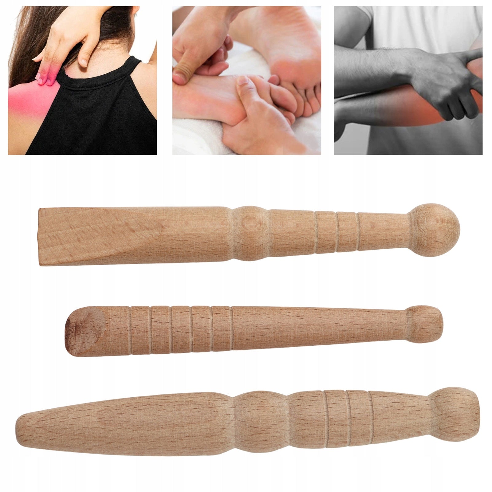 3 PCS TRADITIONAL WOODEN MASSAGE STICKS Batteries included no