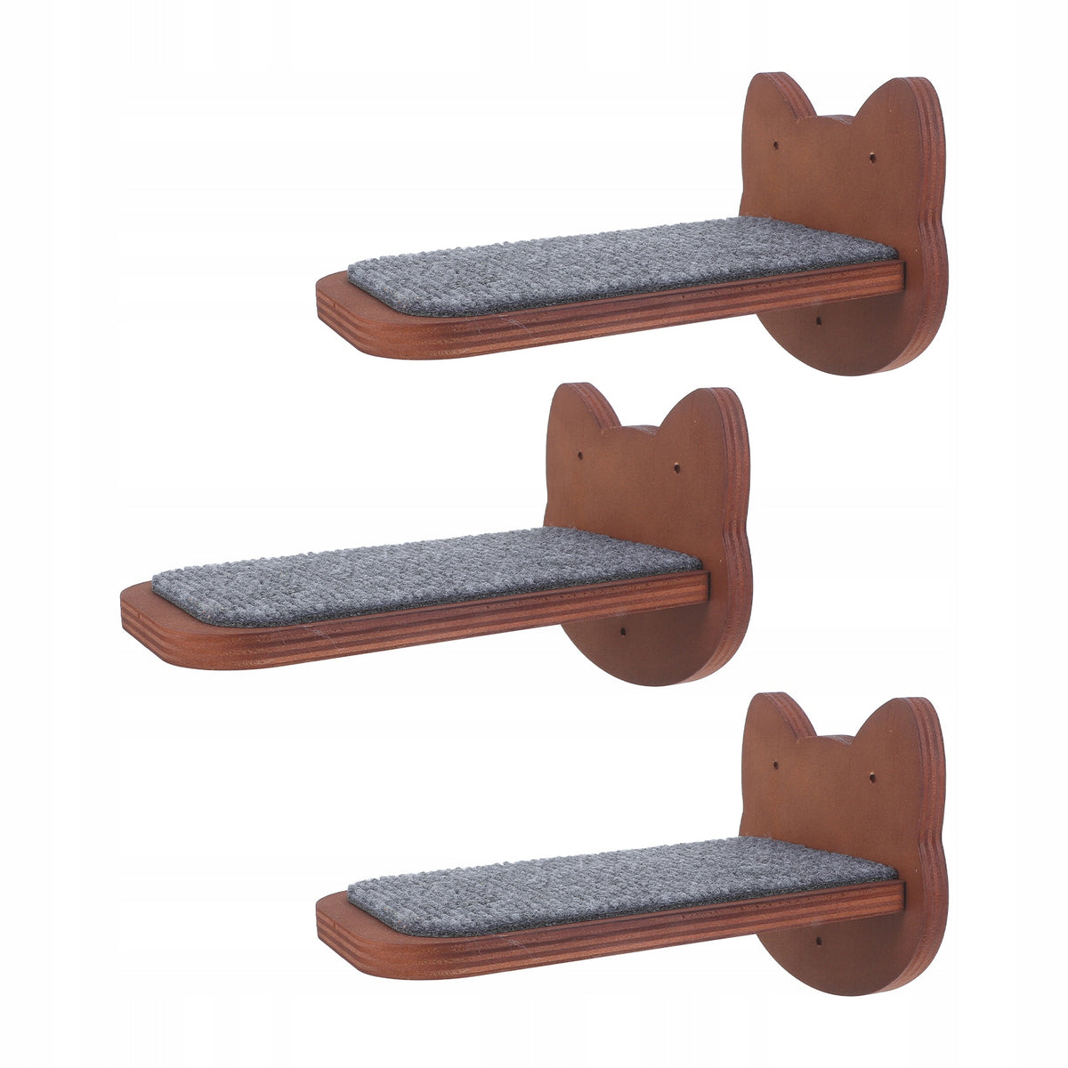 3 PCS WOODEN CAT WALL STAIRS IN KHAKI WITH FLOATING SHELF Manufacturer code 22924970