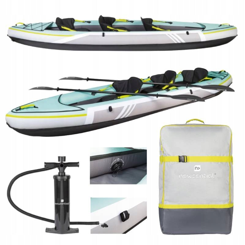 3-PERSON INFLATABLE KAYAK NEWCENTIAL 382 cm 230 kg PADDLE + PUMP + BACKPACK Brand Newcential