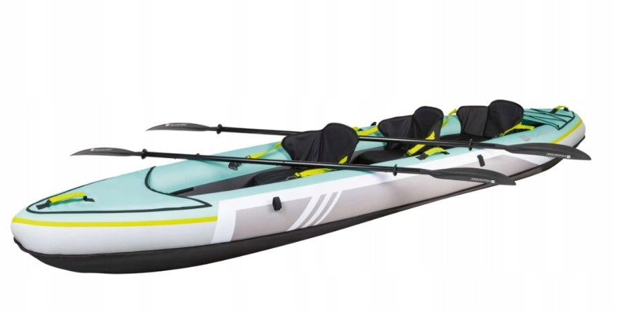 3-PERSON INFLATABLE KAYAK NEWCENTIAL 382 cm 230 kg PADDLE + PUMP + BACKPACK Model dwuosobowy / trzyosobowy