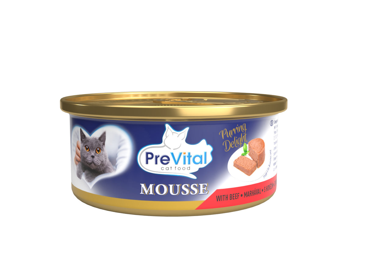 3 PIECES - MK PREVITAL MOUSSE BEEF CAT 85G CAN Packaging status original