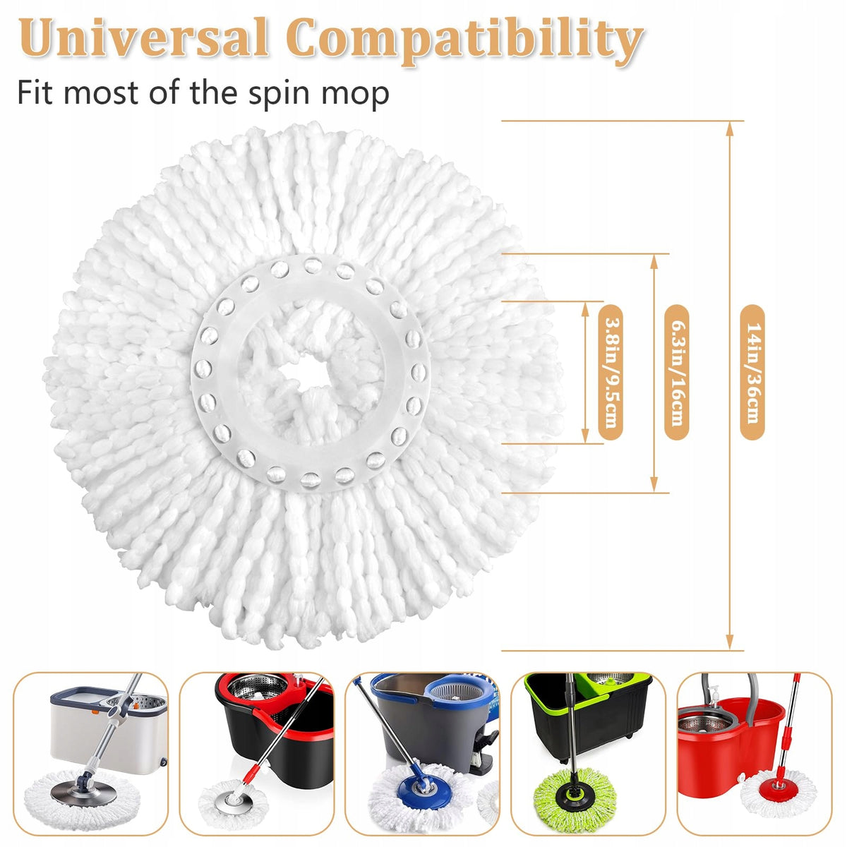 3 Pack Spin Mop Replacement Head for 360° Spin Mop System, Microfiber Manufacturer code ony-alg-039