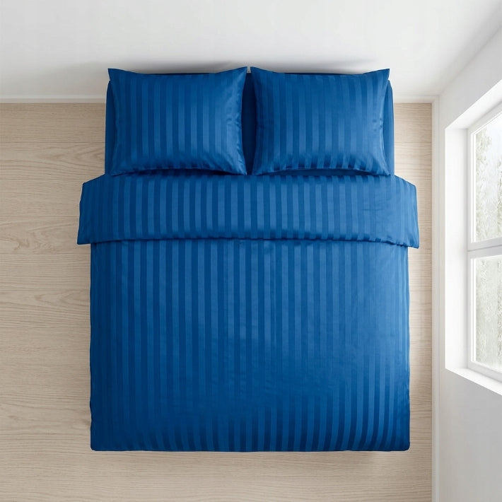 3 Pcs Blue Striped Microfiber Bedding Set 180x200 Zipper Soft Room Decor Brand Rui Bang