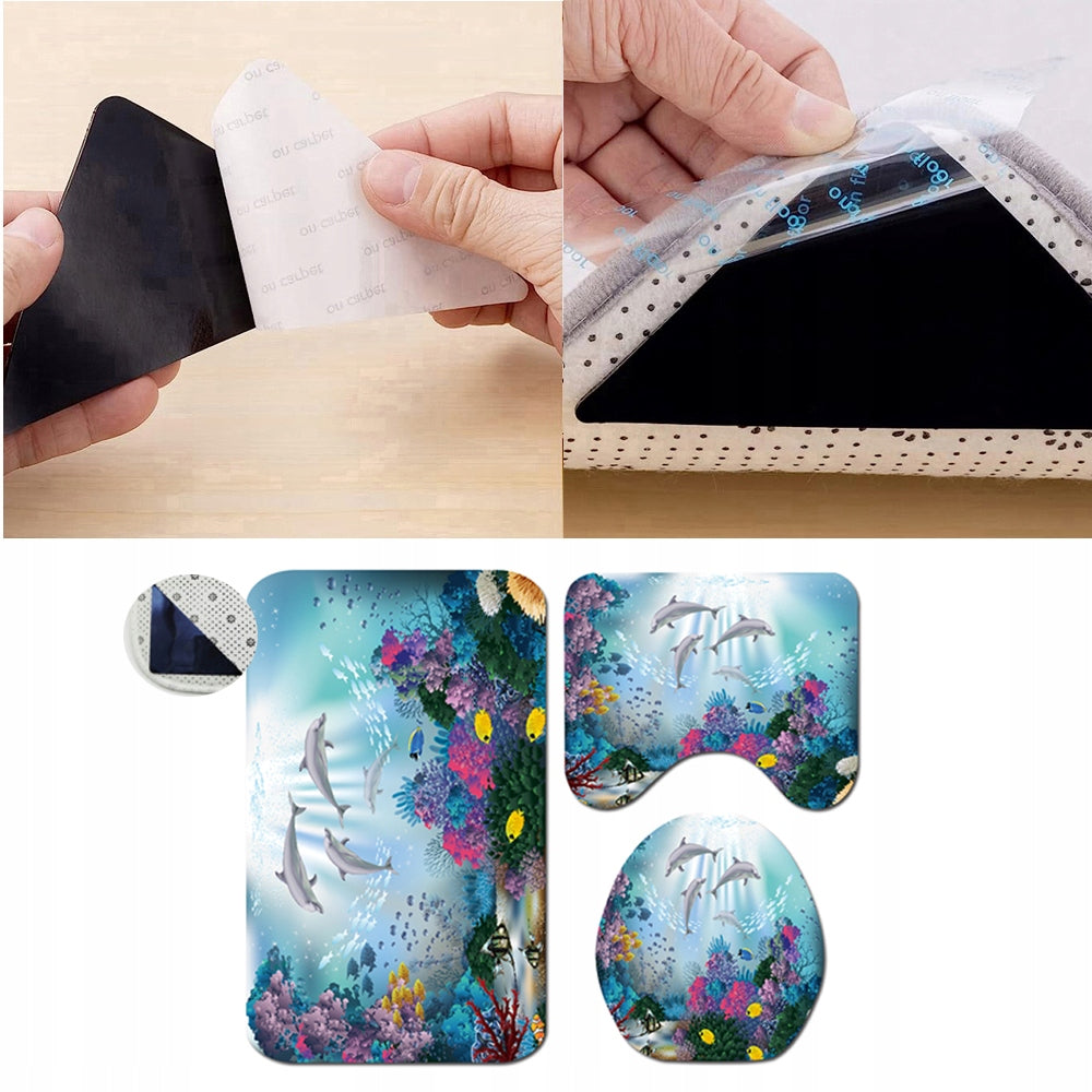 3 Pcs Set Soft Bathroom Rug Non-Slip Toilet Mat Brand no brand