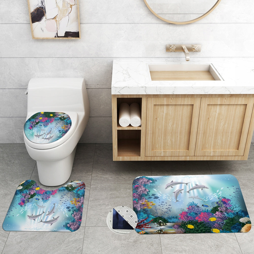 3 Pcs Set Soft Bathroom Rug Non-Slip Toilet Mat Manufacturer code MartinWarehouse-210155289