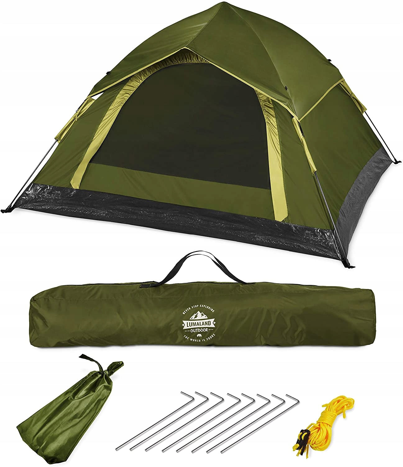 3 Person Pop Up Tent FOLDING IN 10 SEC. Lumaland green