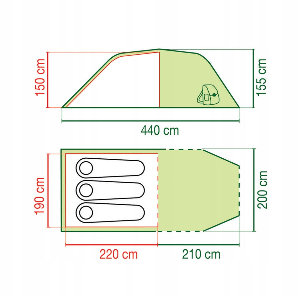3 Person Tent Coleman Coastline 3 Plus Green Waterproofness 3000 mm