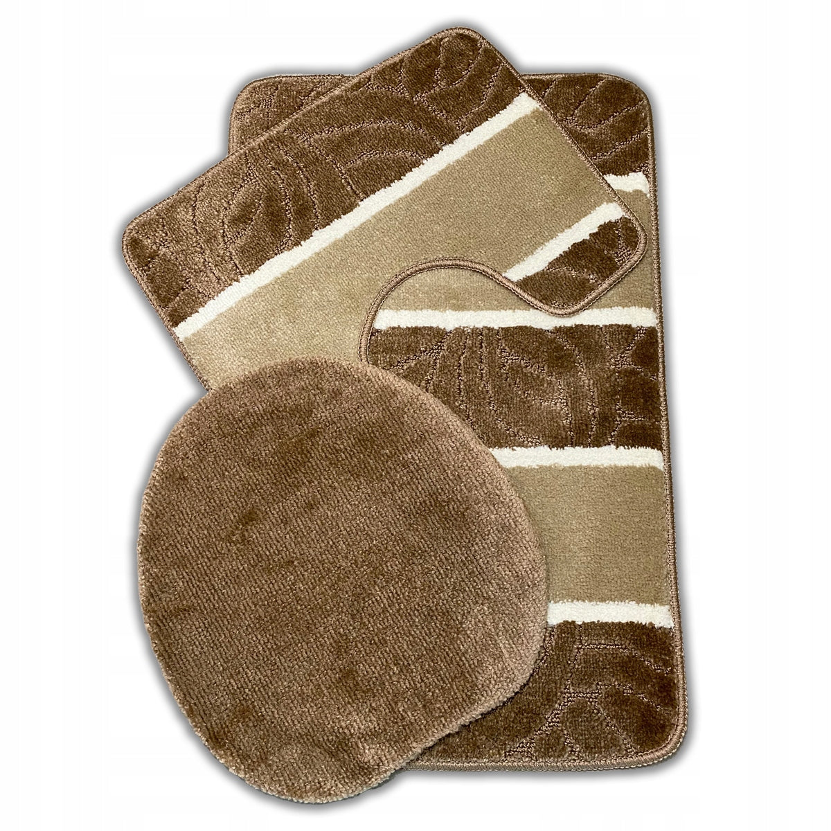 3-Piece Bathroom Rug Soft Rubberized Quick Drying Absorbent Mix
