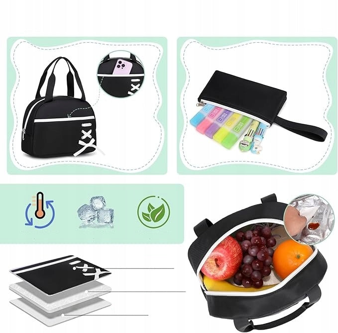 3-Piece School Backpack for Girls with Lunch Bag and Pencil Case Brand no brand