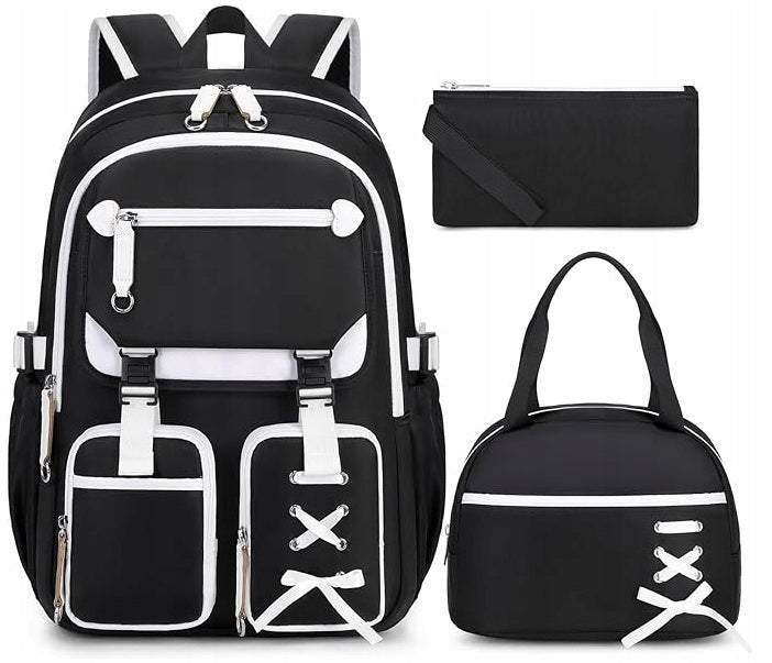 3-Piece School Backpack for Girls with Lunch Bag and Pencil Case