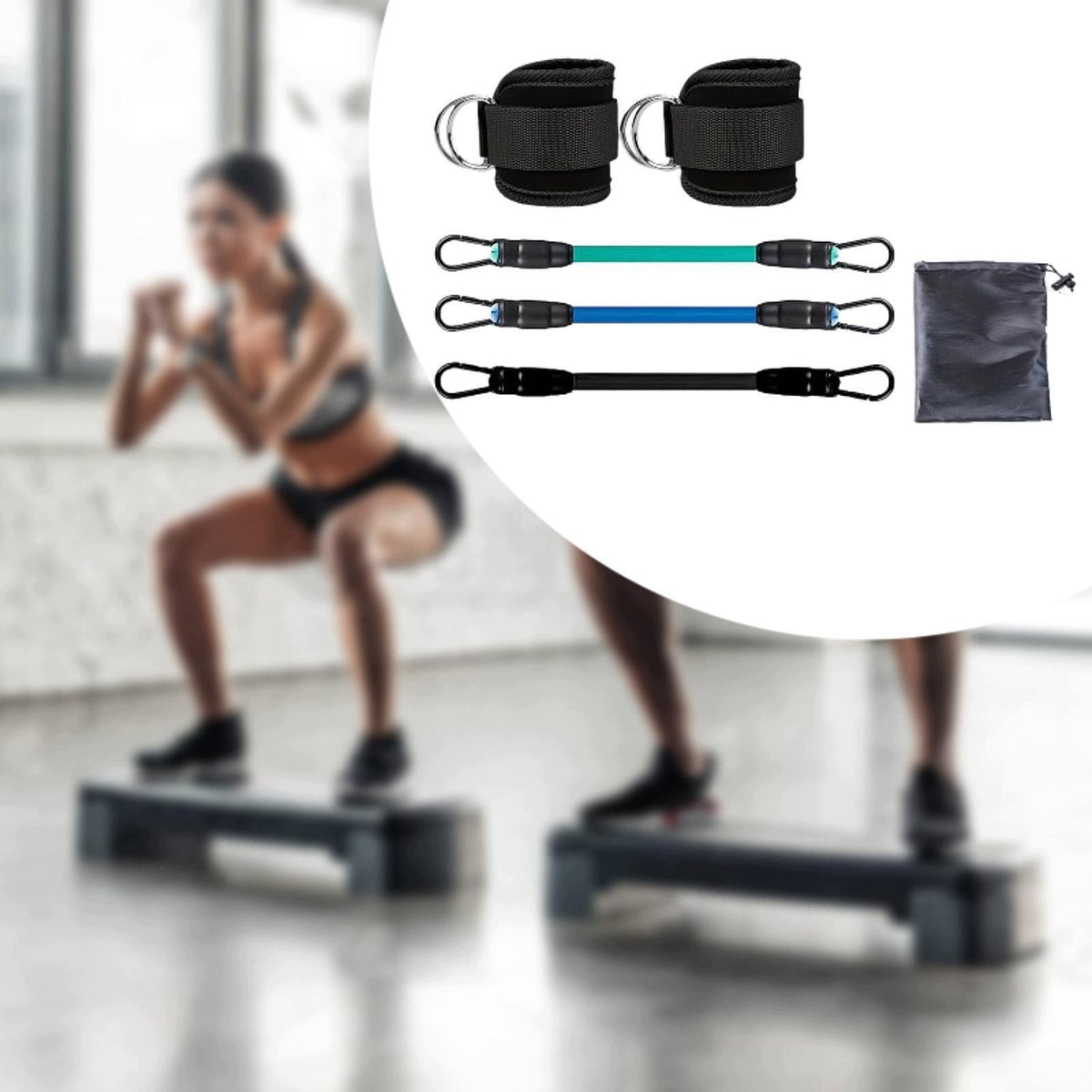 3 Pieces Ankle Resistance Bands Set Leg Exercise Bands Glute Training Cuffs