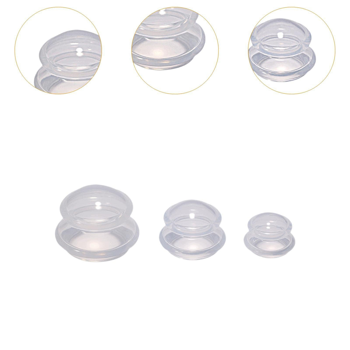 3 Pieces Chinese Massage Cups Suction Cup Massage Anti Cellulite Clear Medical device no