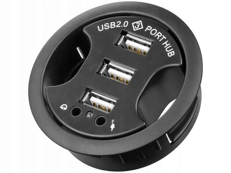 3-Port USB 2.0 Hi-Speed In Desk Hub /