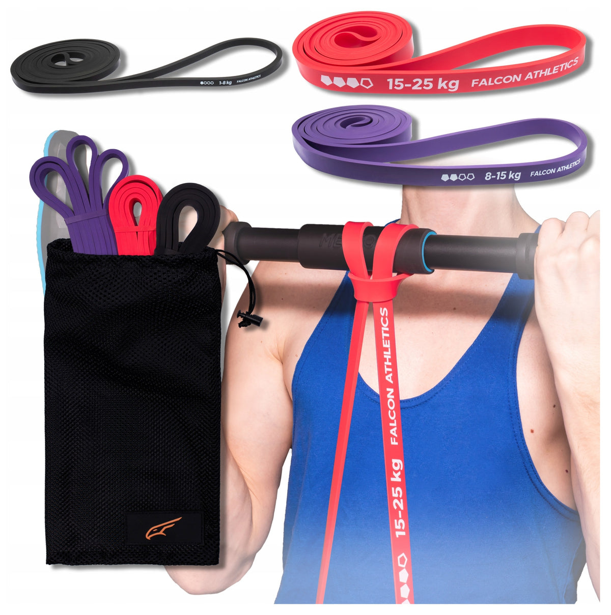 3 Resistance bands for pull-up stretching exercises gyms + gift bag