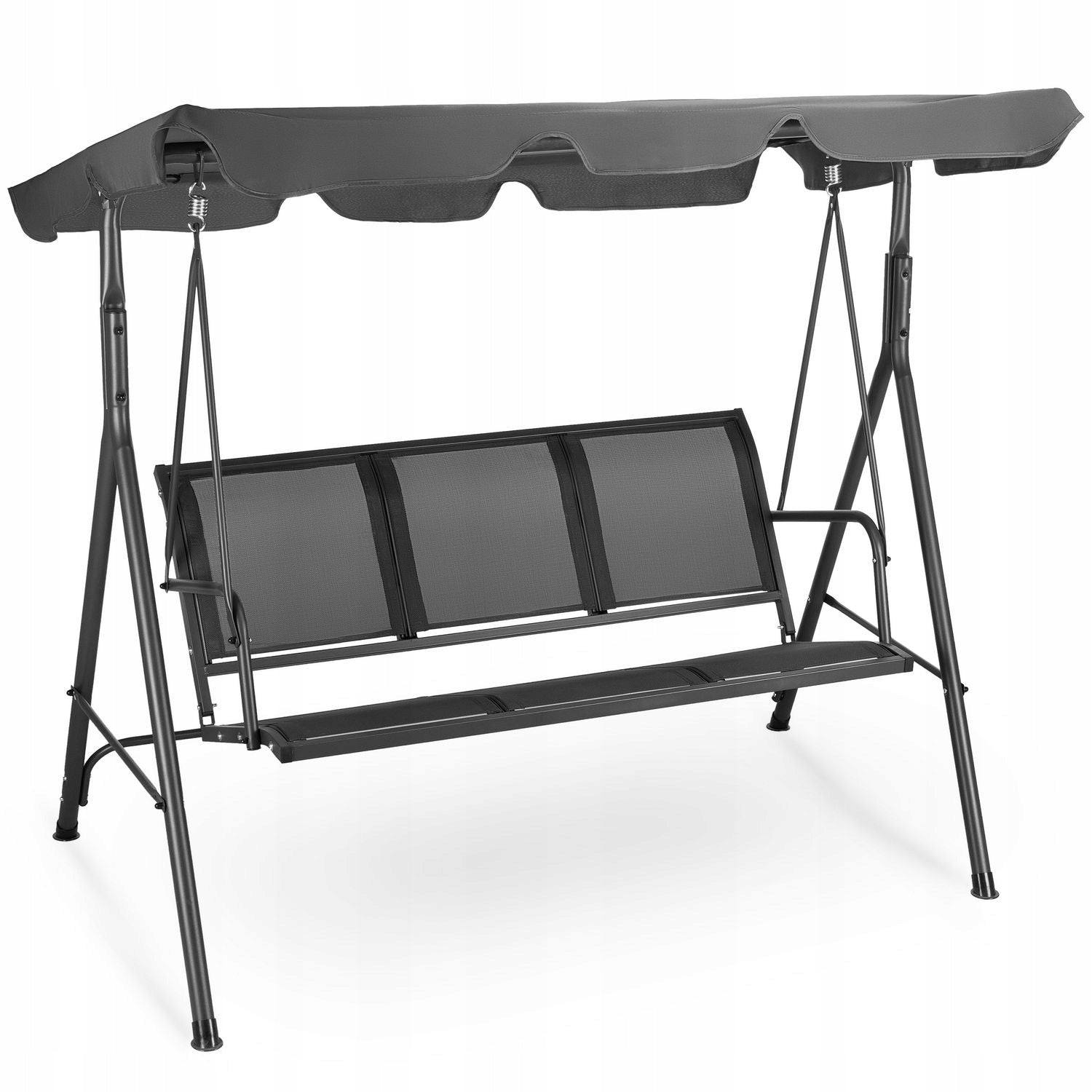 3 SEATER FREESTANDING GARDEN SWING WITH ADJUSTABLE VISOR OUTTEC Seat length 113 cm