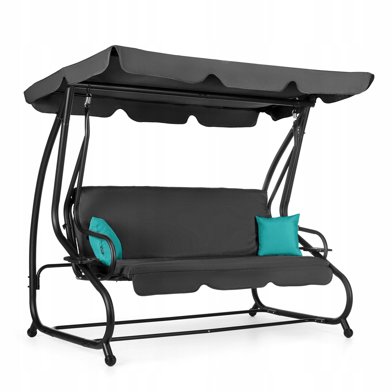 3 SEATER FREESTANDING GARDEN SWING WITH CANOPY FOLDING LUVERNO Seat length 165 cm