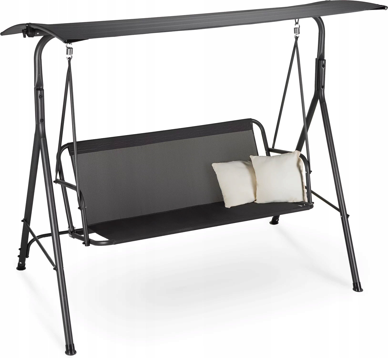 3 SEATER FREESTANDING GARDEN SWING WITH VISOR AND CUSHIONS LUVERNO Color gray