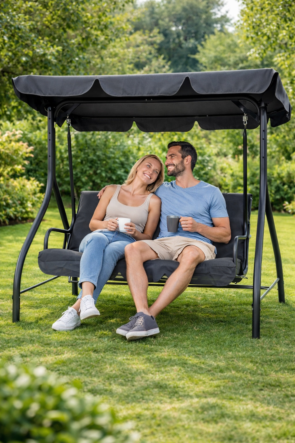 3 Seater Garden Swing Tokyo Anthracite Corciano Rocking Bench Kind freestanding