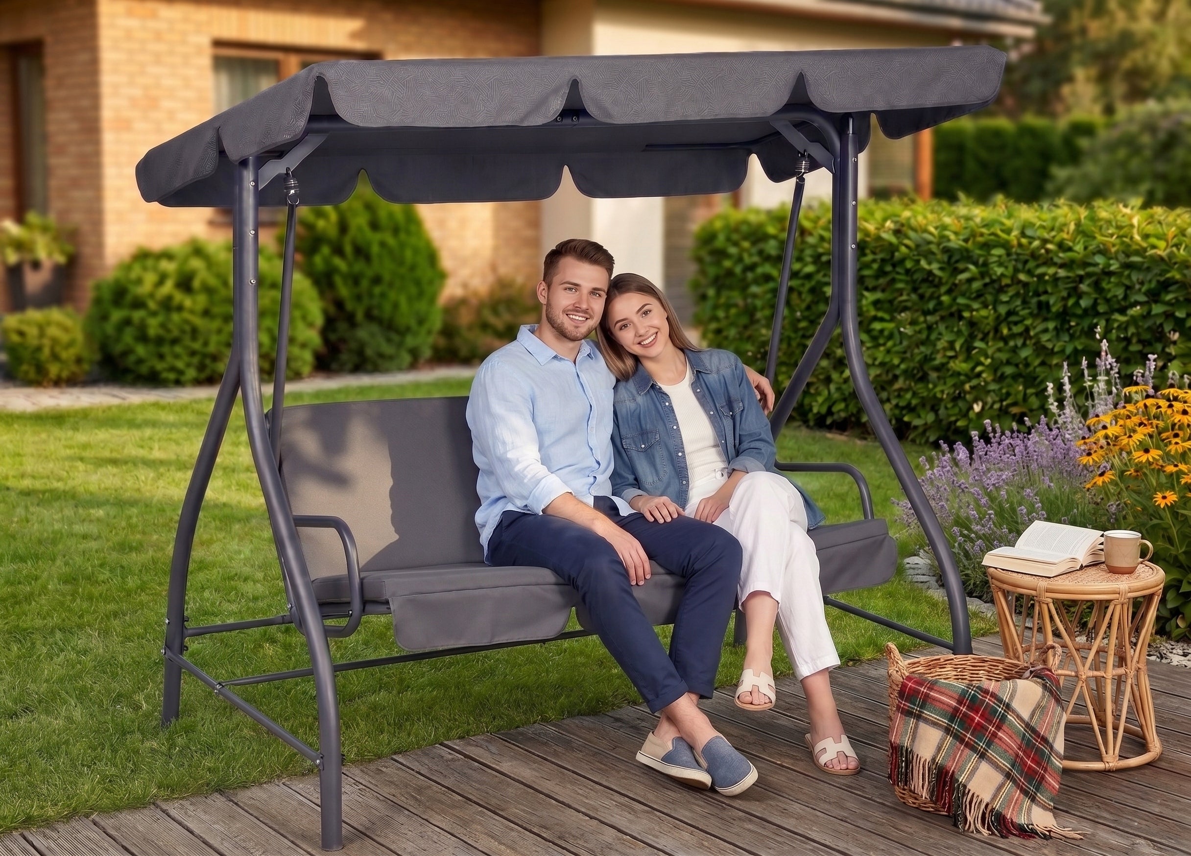 3 Seater Garden Swing Tokyo Anthracite Corciano Rocking Bench Manufacturer Corciano