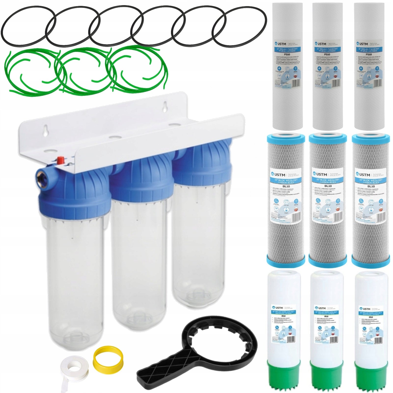 3 Stage Water Filter Pre-Ironing 1/2" USTM Cartridge Set