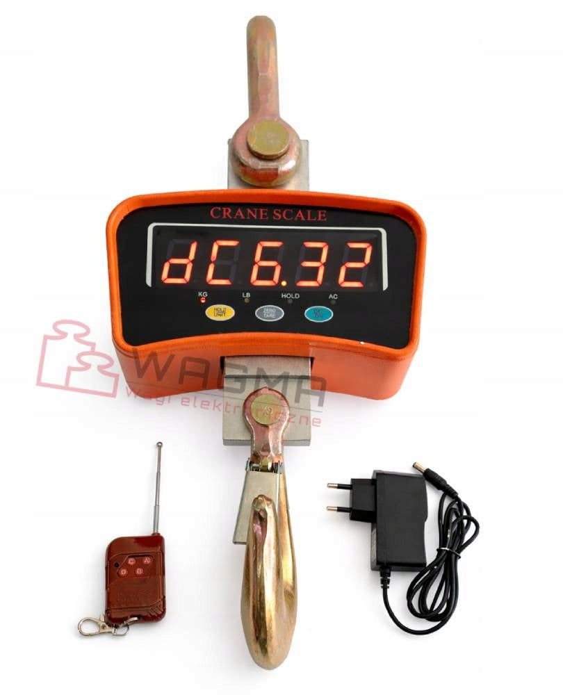3 TONY 3000kg LED Electronic HOOK SCALE with Remote Control + AKU 6V 3 T Power Supply Manufacturer code WGM-9028