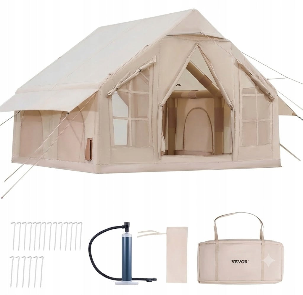 3 X 2,2 X 1,9 M INFLATABLE CAMPING TENT FOR 4 - 6 PEOPLE BEIGE OXFORD