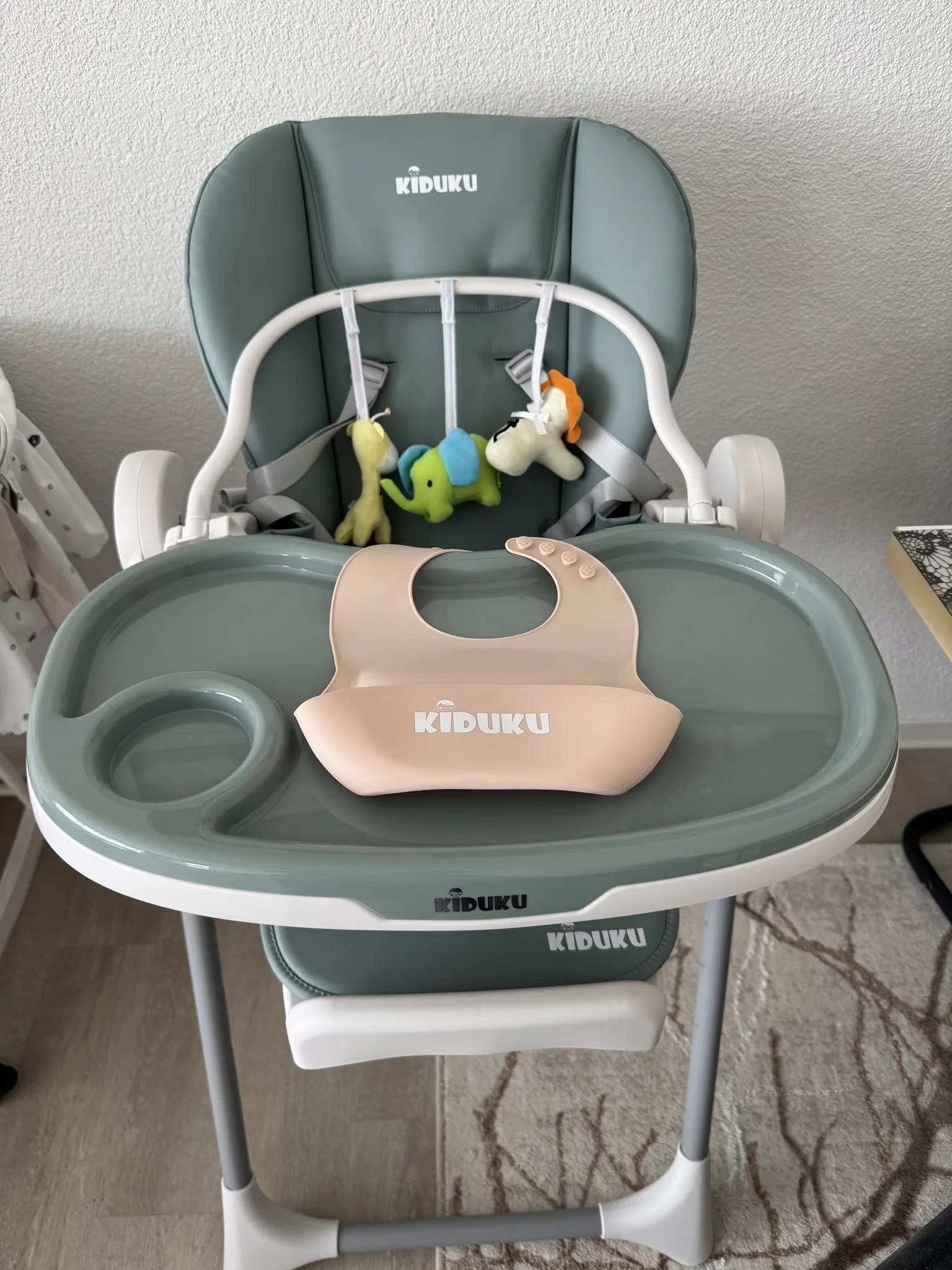 3-in-1 Baby Feeding Chair, Adjustable Position, Grey Brand Kiduku