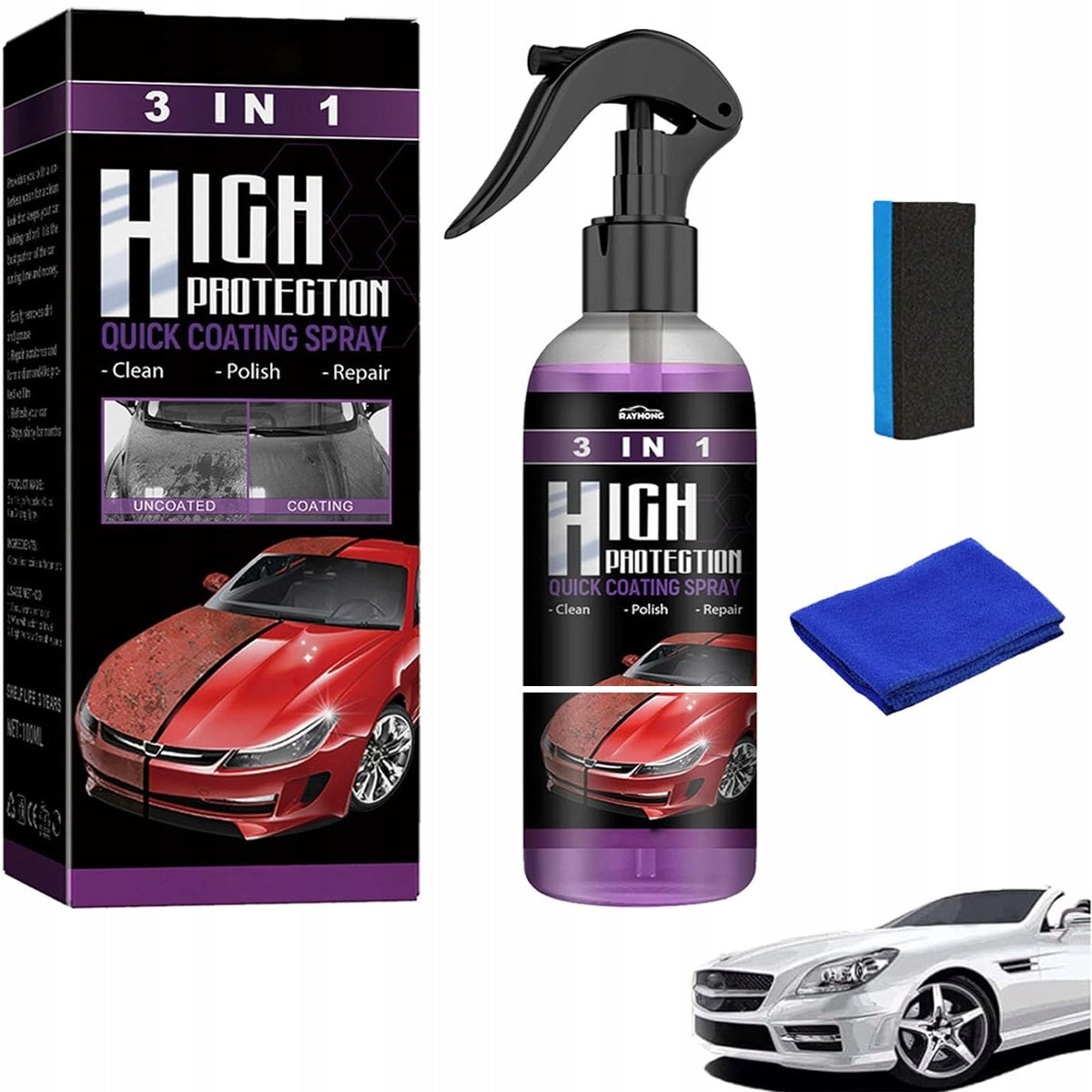 3-in-1 Ceramic Car Coating Spray, Multi-Functional Coating Renewal Agent