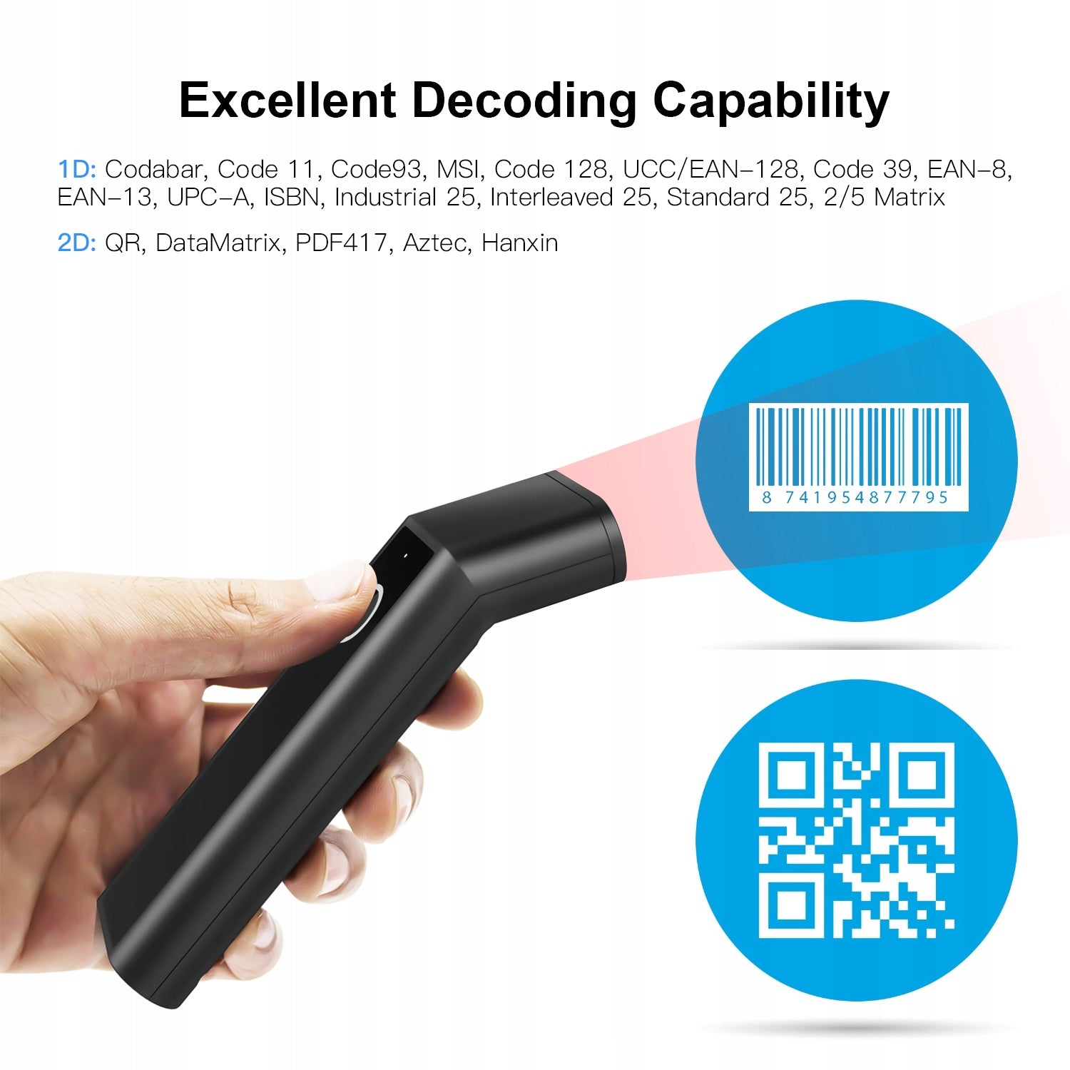 3-in-1 Handheld Barcode Scanner 1D/2D/QR UT Barcode Code Printing technology other
