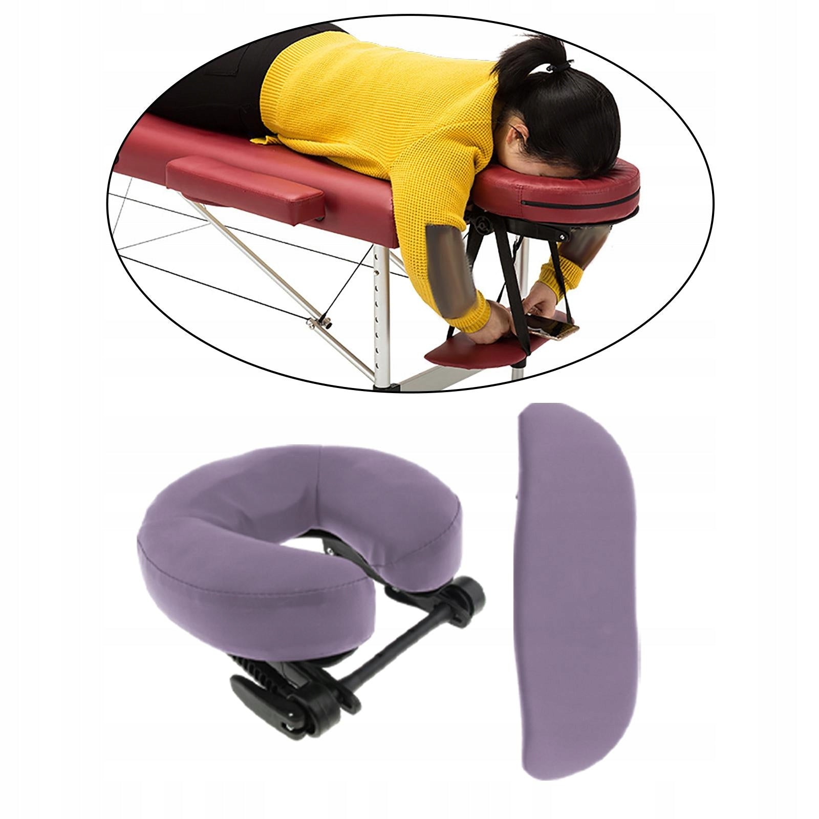 3 in 1 Massage Table Face Cradle Cushion Adjustable Hanging Arm Rest Violet Frame material other