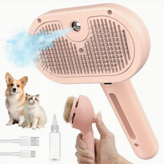 3-in-1 STEAM BRUSH FOR DOGS AND CATS, USB Rechargeable Packaging status original