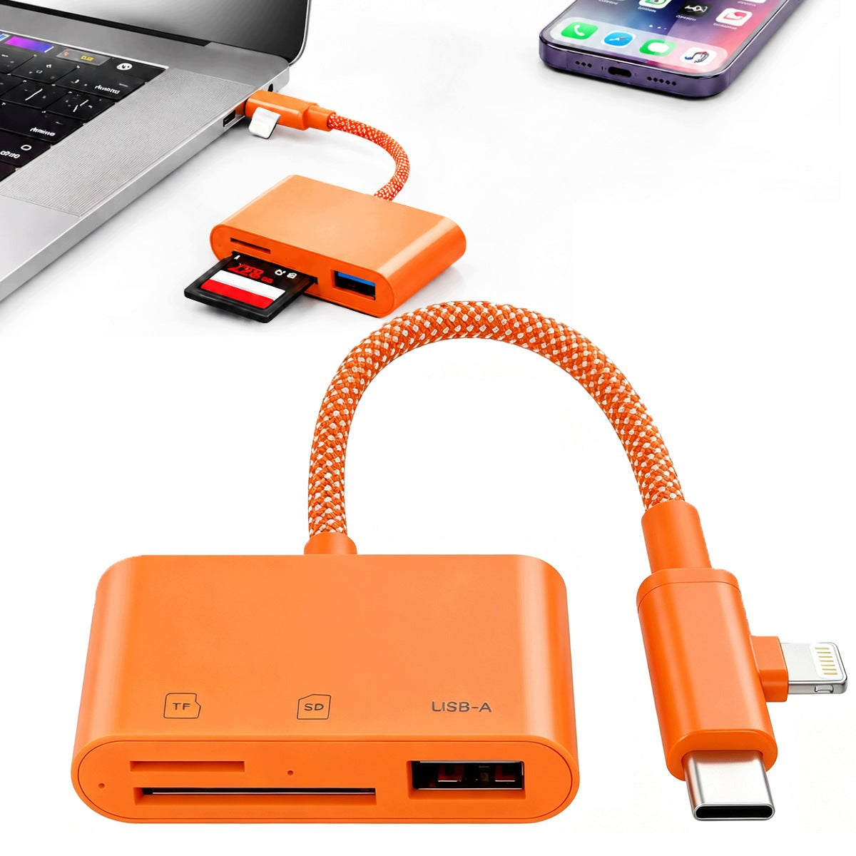 3 in 1 Type C TF Card Reader SD Hub Adapter SD to USB C for Computer Phone