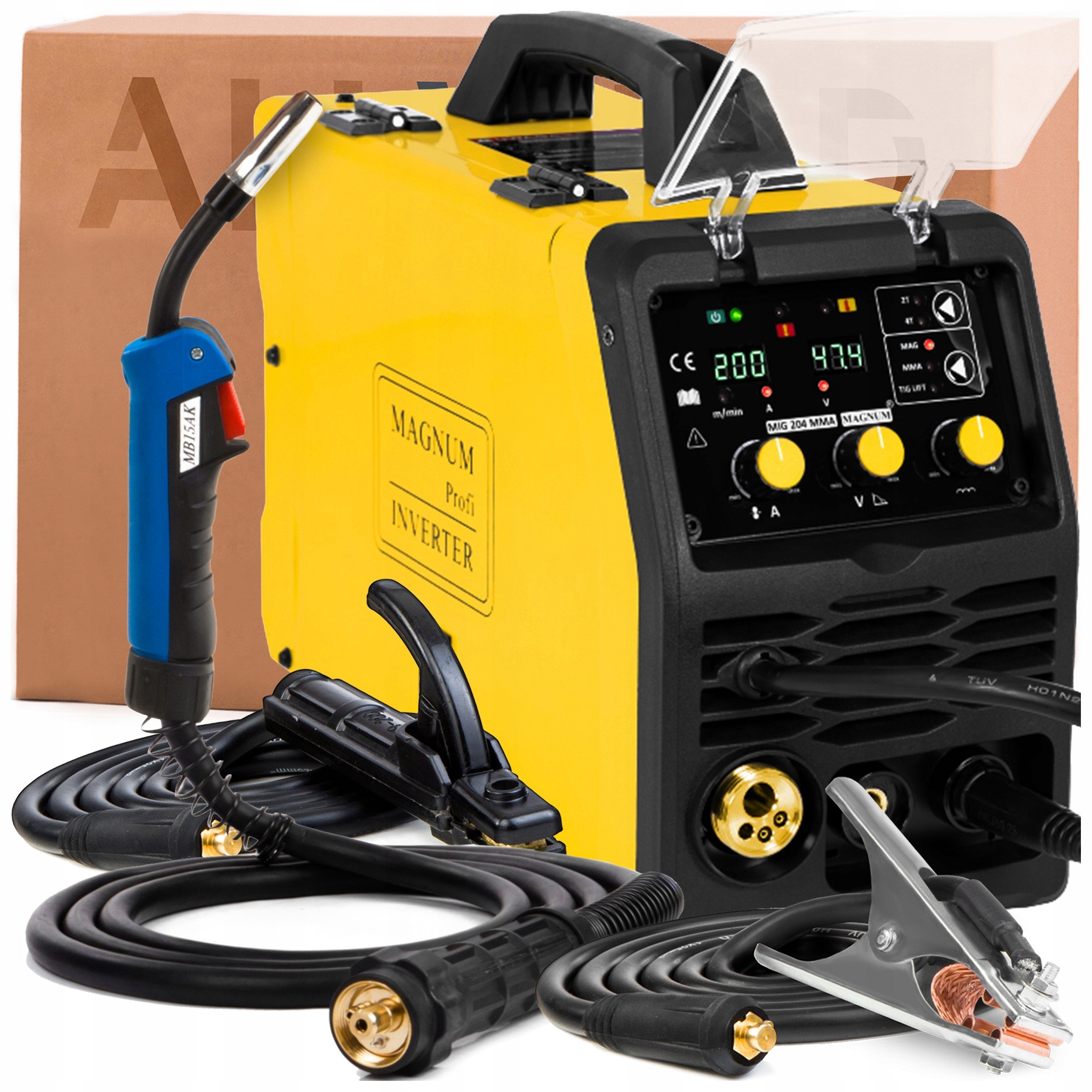 3-in-1 Welder MAGNUM MIG MAG 204 MMA 230V 200A TIG LIFT 2T/4T ARC FORCE IGBT