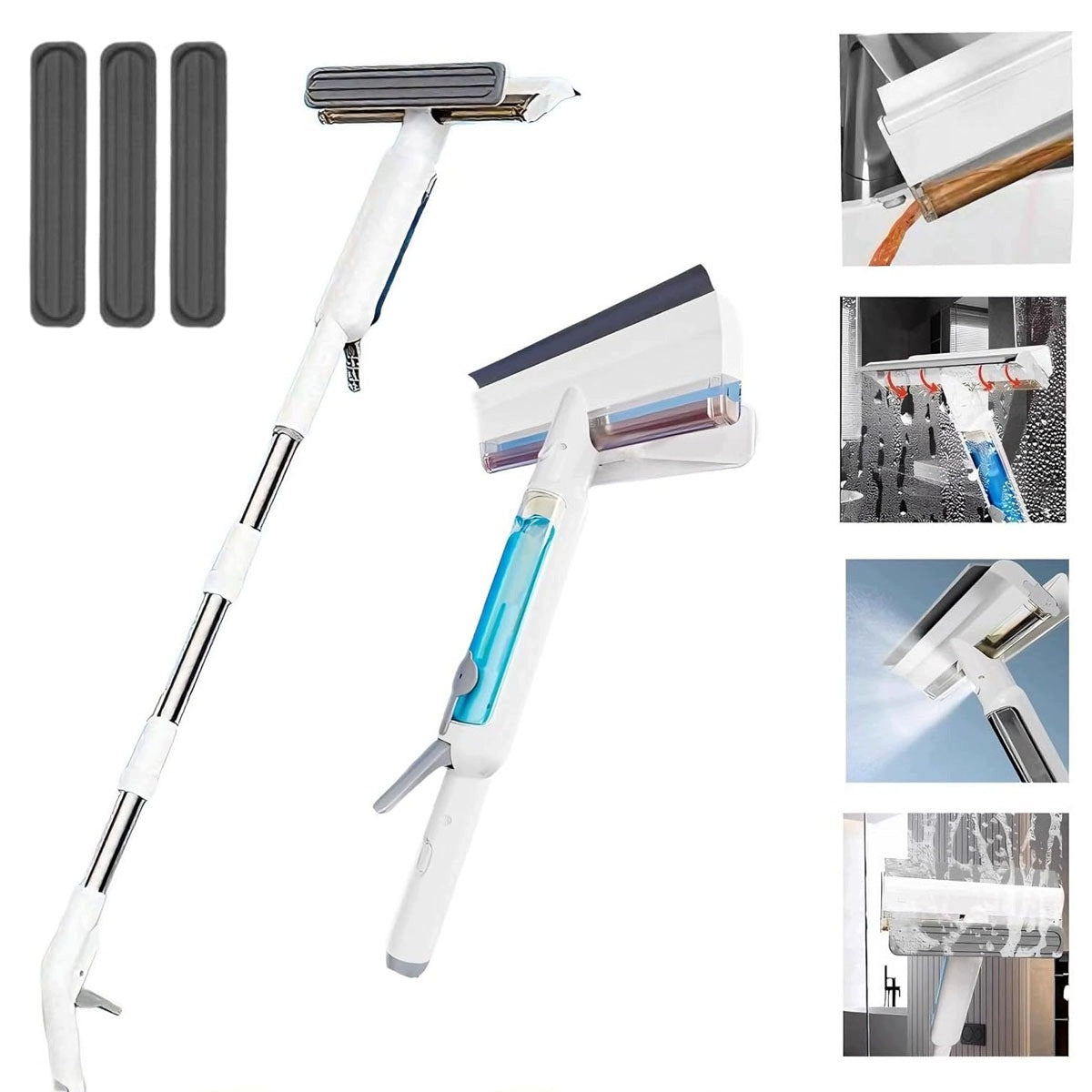 3 in 1 Window Cleaner Squeegee Spray Window Cleaner with Collectors