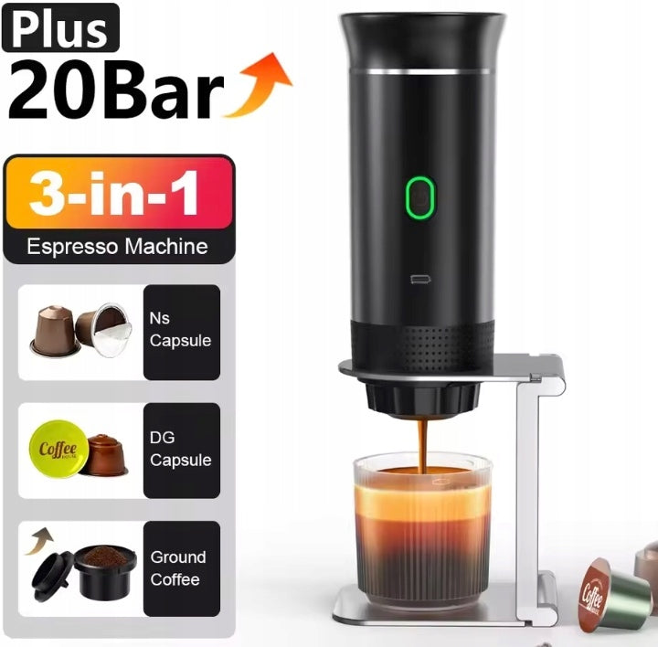 3-in-1 Wireless Portable Coffee Maker – Capsules and Ground Coffee