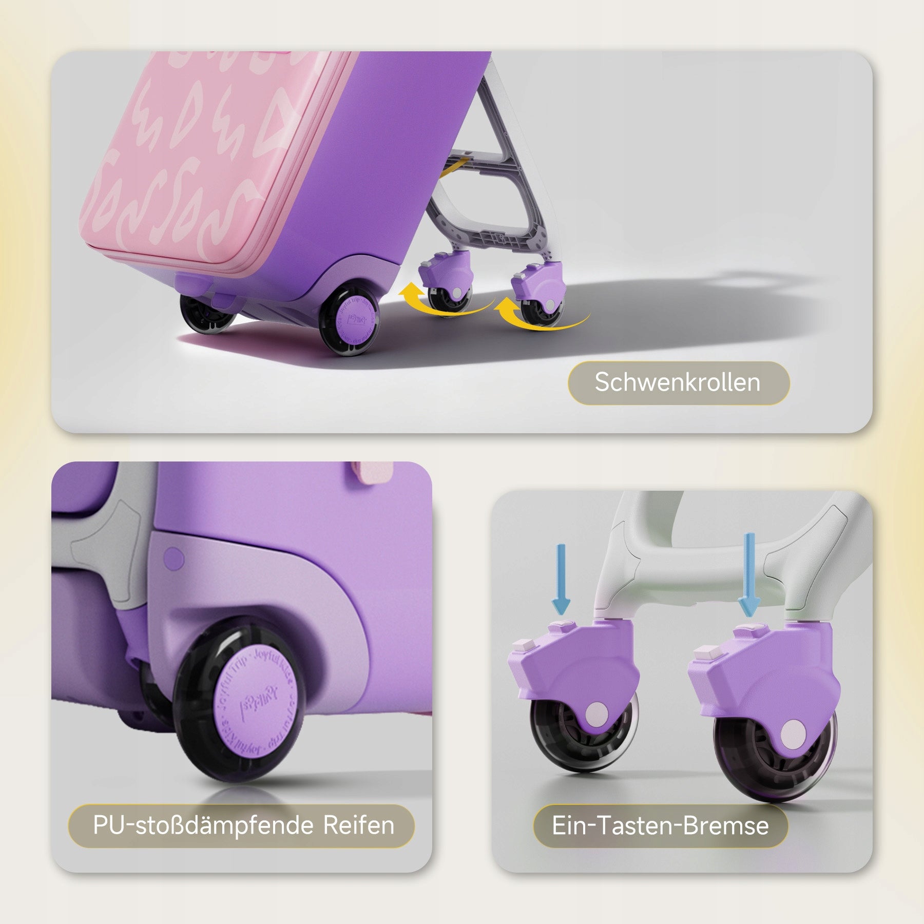 3-in-1 children's suitcase, 32 liters, telescopic handle, foldable and detachable. Depth (shorter edge) 28.7 cm