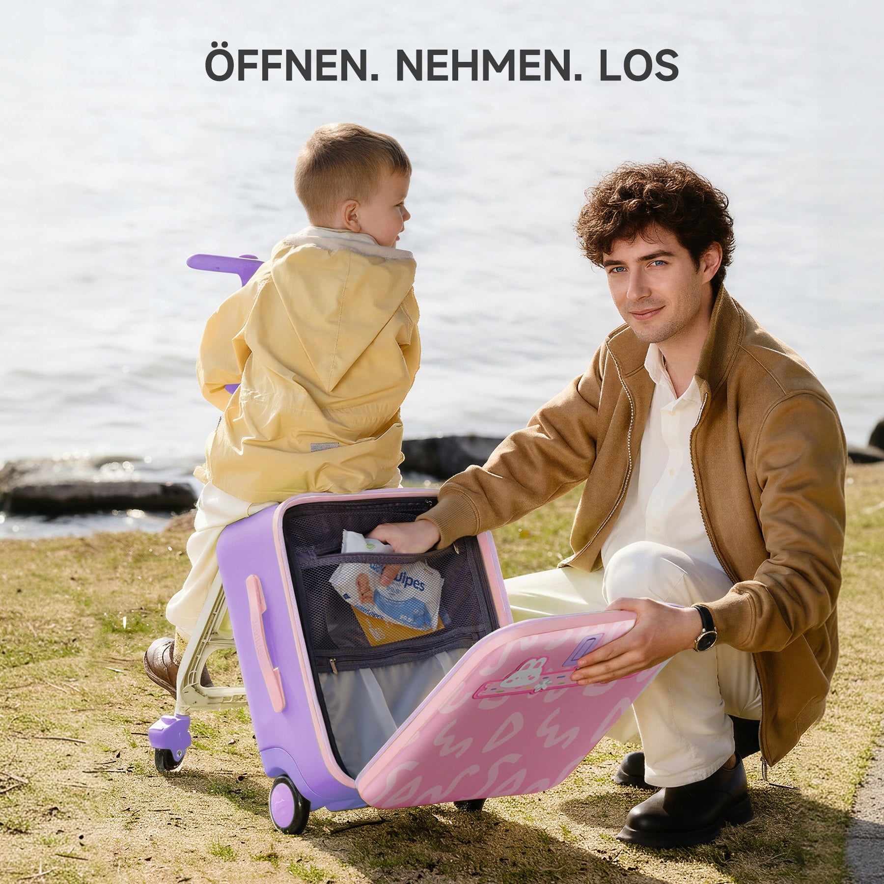 3-in-1 children's suitcase, 32 liters, telescopic handle, foldable and detachable. Height 56.79 cm