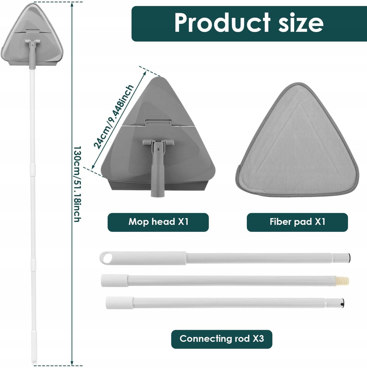 3-in-1 cleaning mop, 130 cm handle, effective cleaning Brand no brand