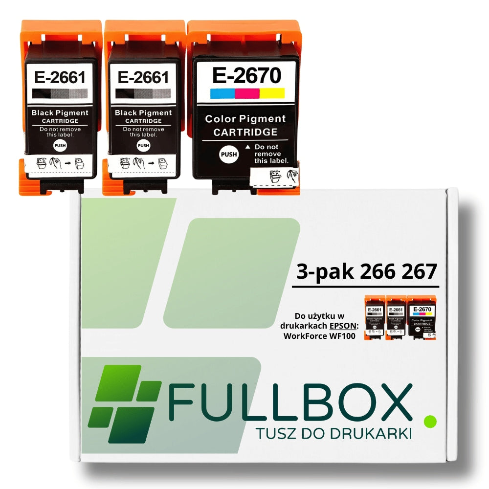 3-pack ink for EPSON 266 267 T2661 T2670 WorkForce WF100 FULLBOX