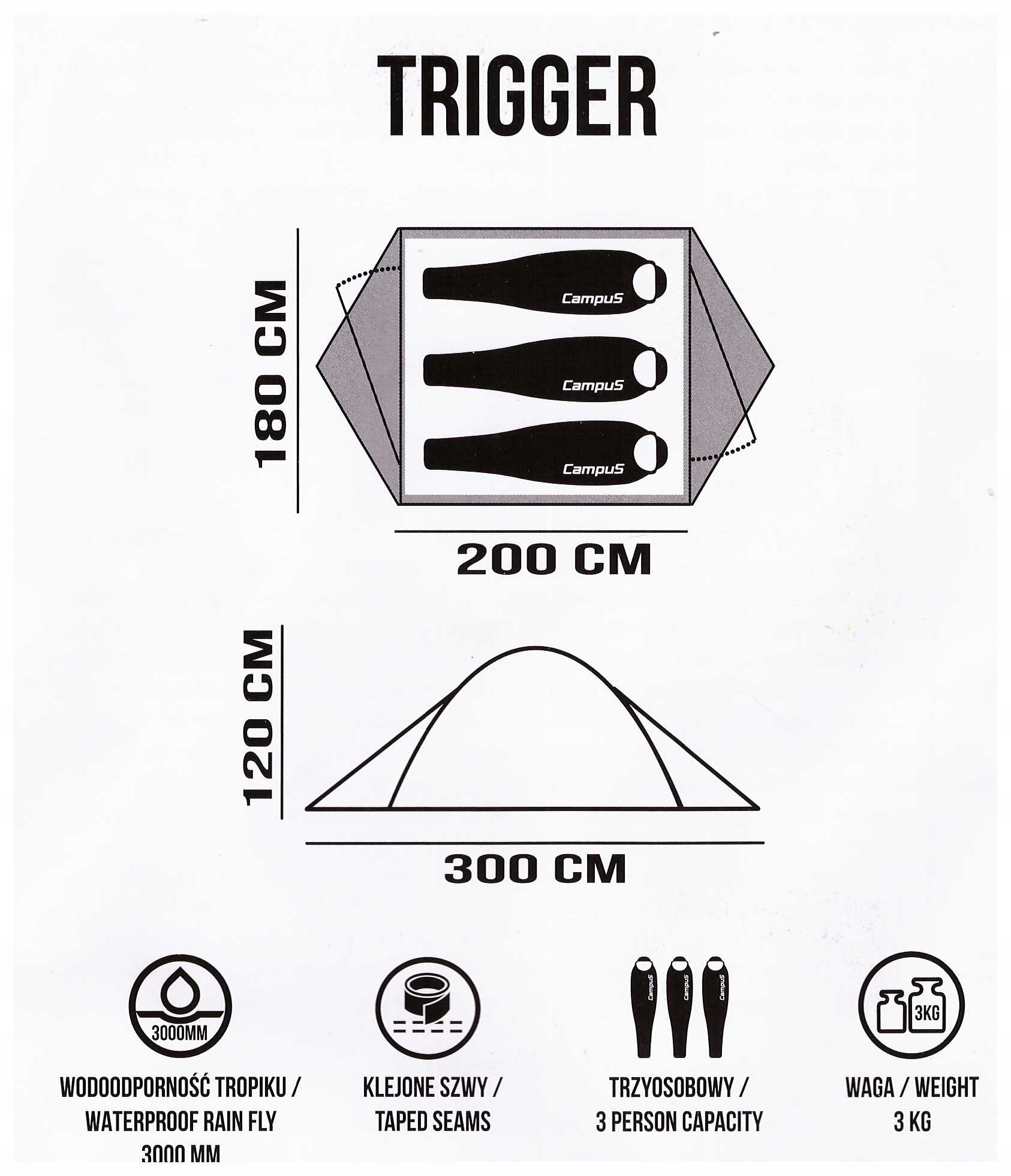 3-person camping tent - trigger campus Brand Campus