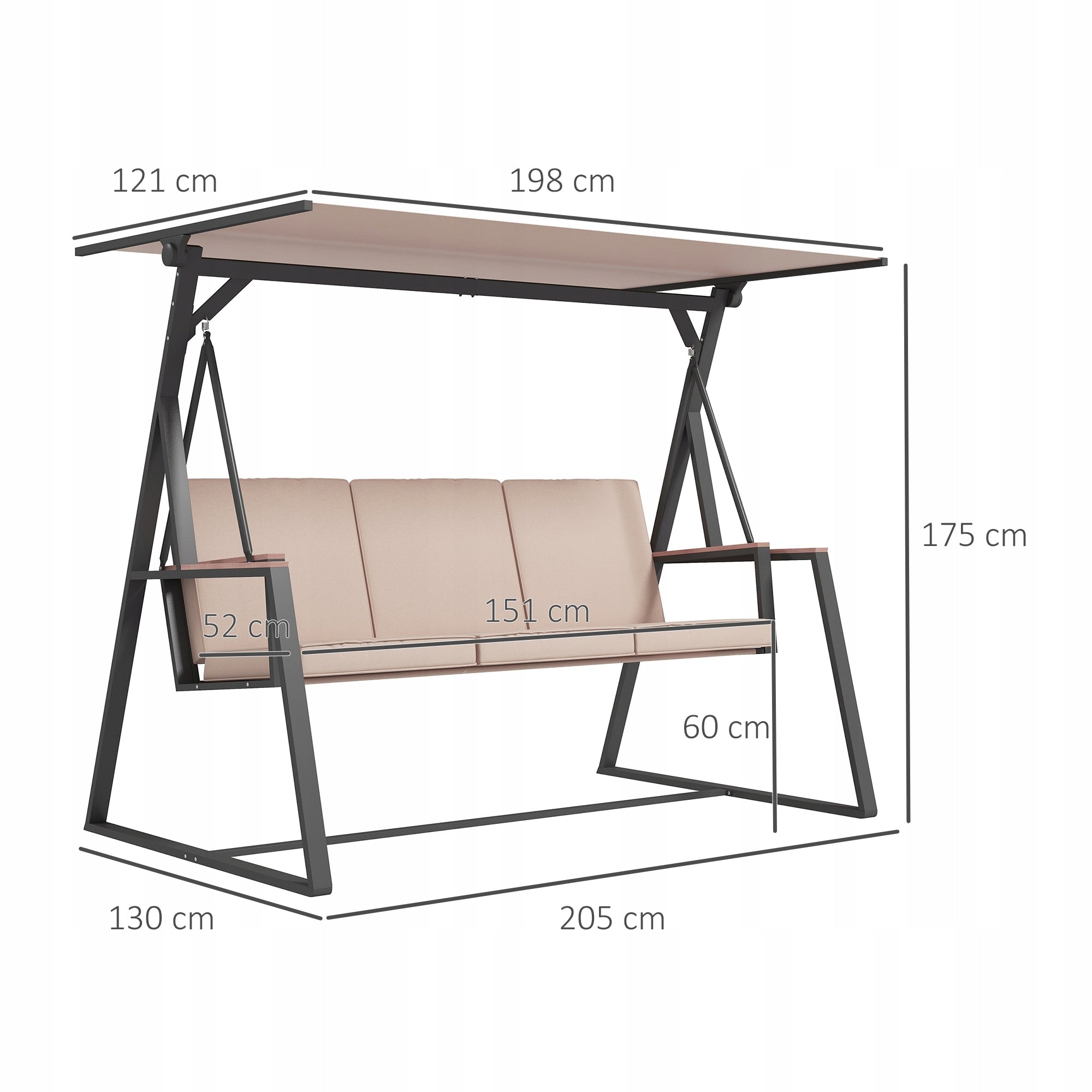 3-seater garden swing with visor, steel construction, comfortable, s Manufacturer code G101524013