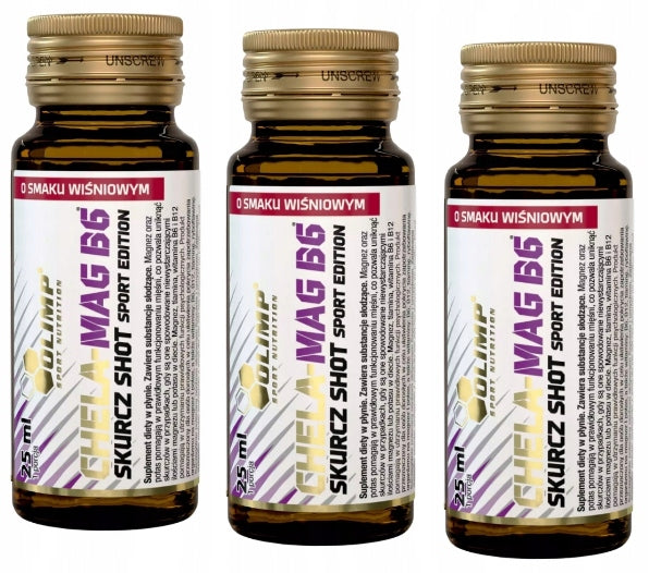 3 x 25 ml OLIMP Chela-Mag B6 Shrink Shot MAGNESIUM + POTASSIUM++