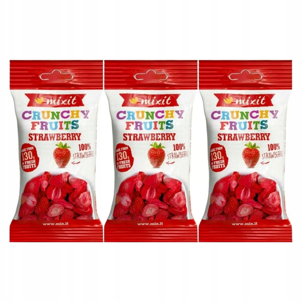 3 x Crispy Strawberry for Pockets (Freeze-dried Fruit) 13 g - Mixit