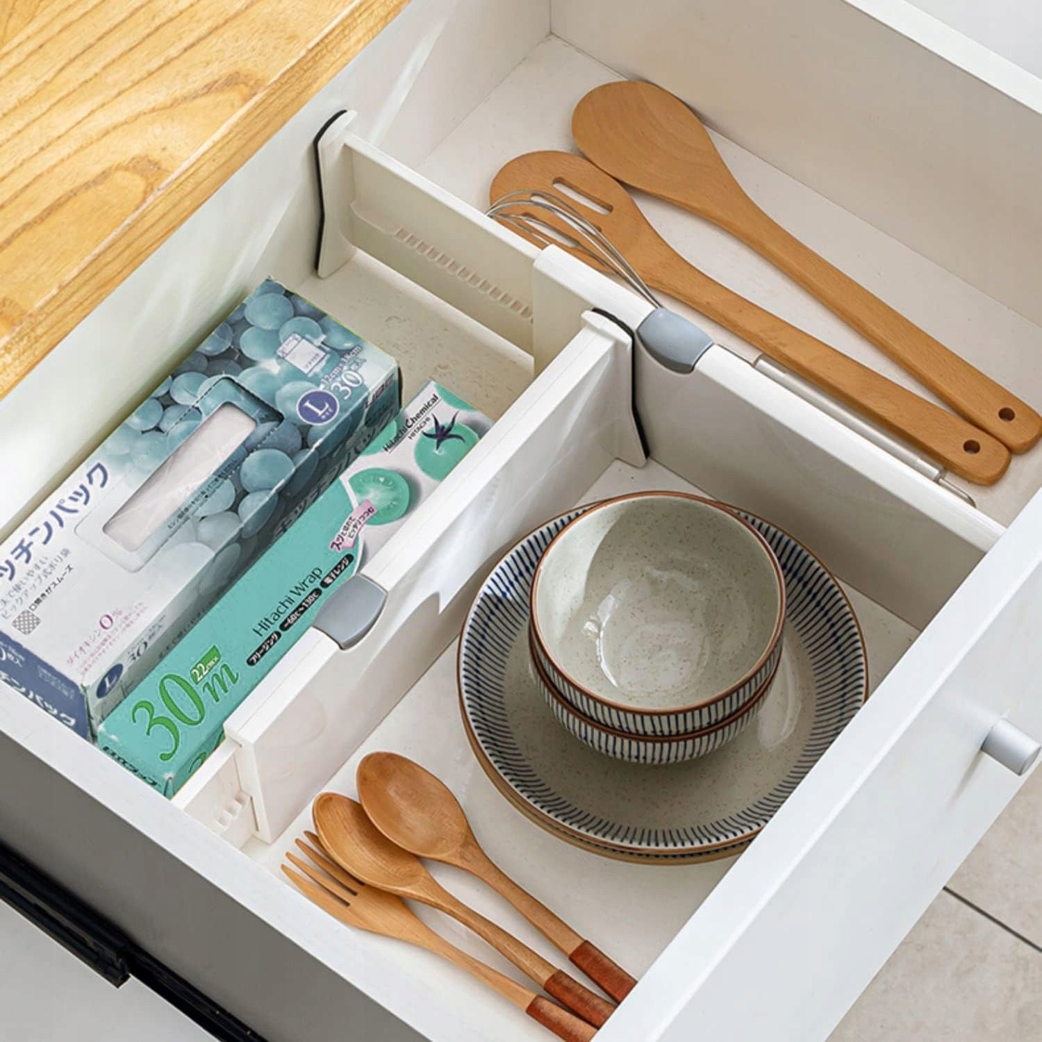 3 x DRAWER ORGANIZER COMPARTMENT ADJUSTABLE DRAWER SEPARATOR Manufacturer code wkład regulowany do szuflad separator