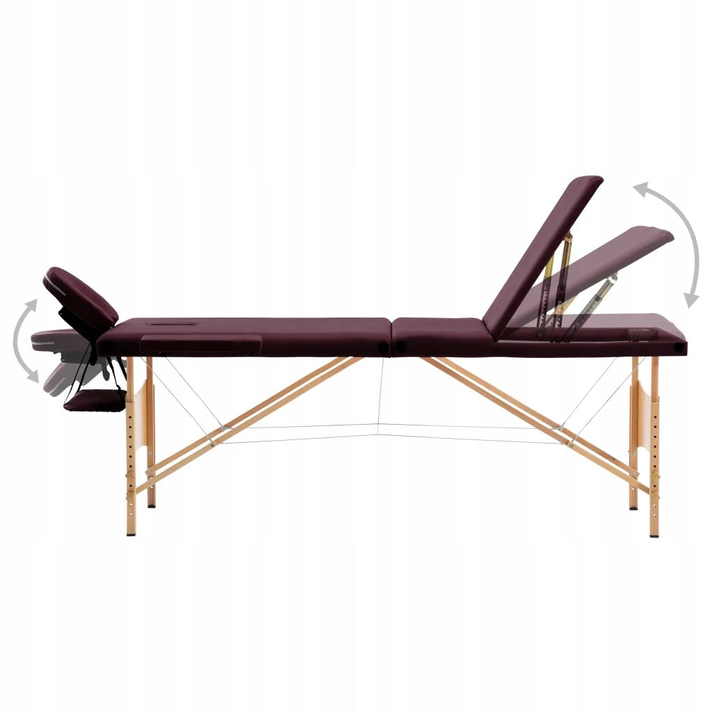 3-zone folding massage table, purple, 191x70 cm Color pink
