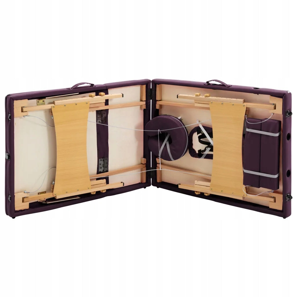 3-zone folding massage table, purple, 191x70 cm Frame material wood