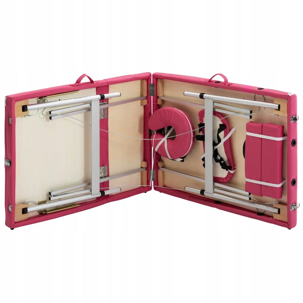 3-zone massage table, pink, aluminium, foldable, 191x70cm Frame material aluminum