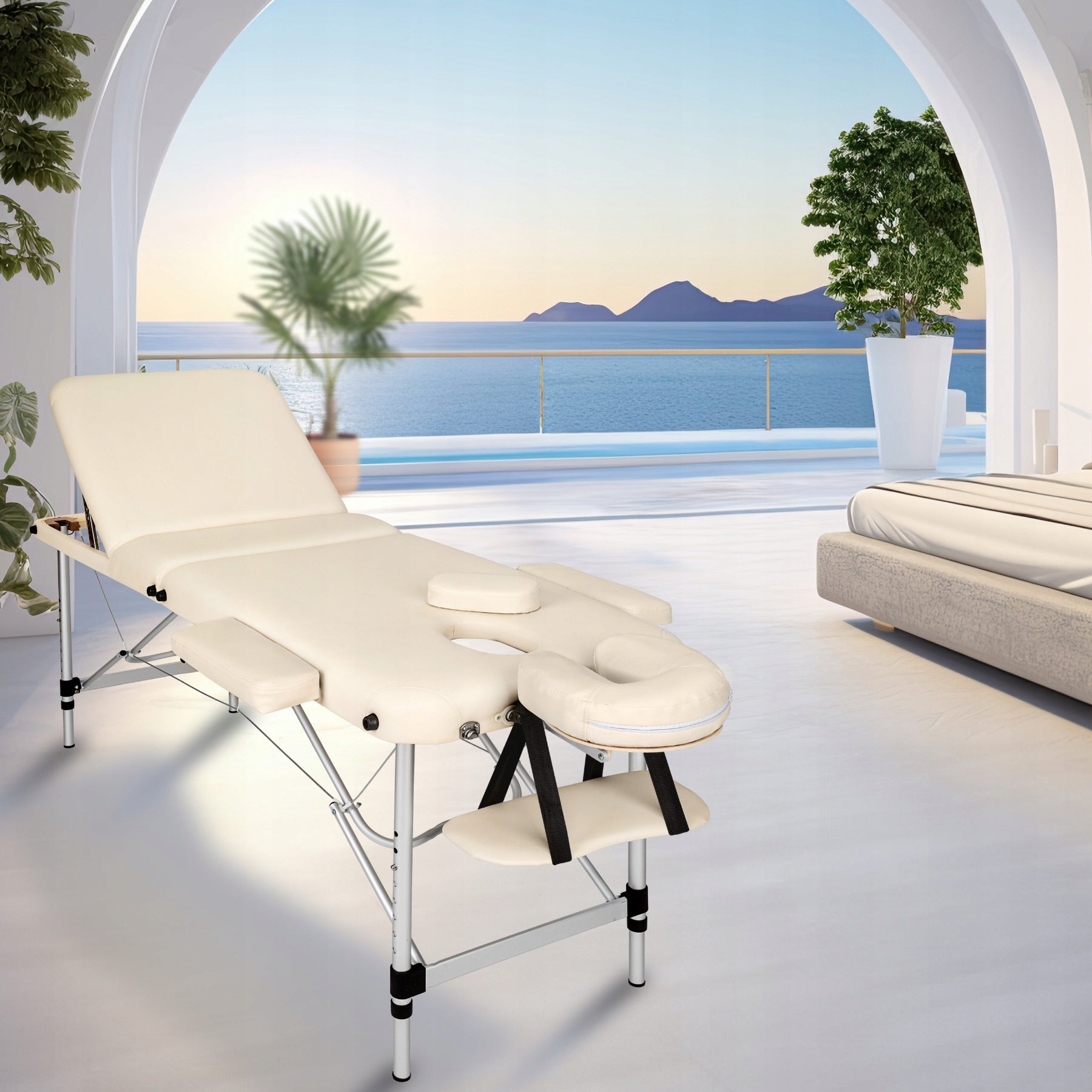 3-zone massage table set with 5cm padding, rollers and aluminum frame Packaging status original