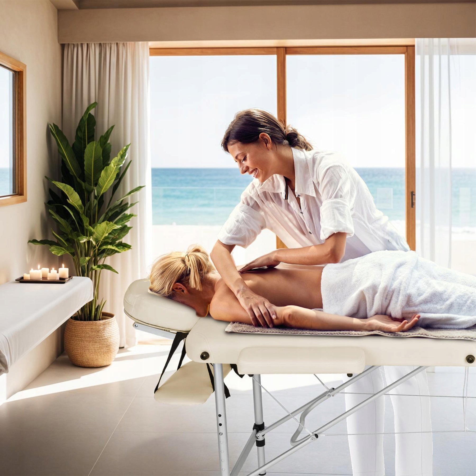 3-zone massage table with 5 cm padding and aluminum frame Brand TecTake